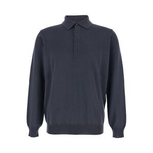 Kangra Men Grey Polo Shirt With Classic Collar And Ribbed Trims In Wool Man